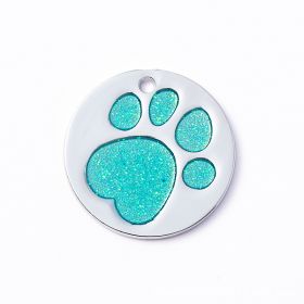 Personalized Dog Tags; Engraved Footprints Cat Tags; Anti-lost Round Pet ID Tags For Dogs & Cats