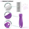 Pet Comb with Long & Short Stainless Steel Teeth for Removing Matted Fur; Knots & Tangles – Detangler Tool Accessories for Safe & Gentle DIY Dog & Cat