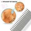 Pet Comb with Long & Short Stainless Steel Teeth for Removing Matted Fur; Knots & Tangles – Detangler Tool Accessories for Safe & Gentle DIY Dog & Cat