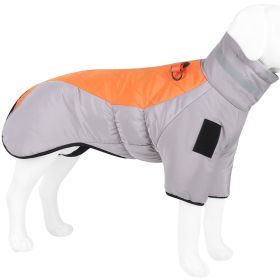 Warm Dog Jacket Winter Coat Reflective Waterproof Windproof Dog Snow Jacket Clothes with Zipper (Color: Orange-Gray, Size: XL)