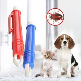 1pc Tweezers Mite Anti Dog Ticks And Fleas Flea Tick Tweezers Clip Remover Rabbit Flea Removing Ticks Tool Hair Groom Care Tools (Color: blue)