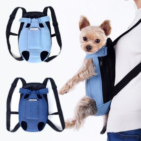 Denim Pet Dog Backpack Outdoor Travel Dog Cat Carrier Bag for Small Dogs Puppy Kedi Carring Bags Pets Products Trasportino Cane (Color: Denim Light Blue, Size: L)