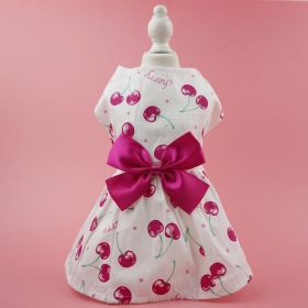 Summer Dog Dress; Pet Clothes With Bow Floral Pattern; Dog Skirt For Small & Medium Dogs (Color: Dark Pink, Size: S)