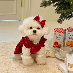 Christmas Pet Dress For Small Medium Dog; New Year Non-elastic Dog Dress ; Winter Pet Apparel (Color: Red, Size: L)