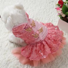 New Year Dog Dress; Festive Pet Dress; Floral Dog Costumes; Pet Clothes For Small Medium Dogs & Cats (Color: Pink, Size: XL)