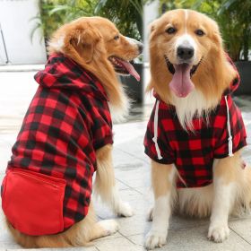 Plaid Dog Hoodie Pet Clothes Sweaters with Hat and Pocket Christmas Classic Plaid Small Medium Dogs Dog Costumes (Size: 4XL (chest circumference 82, back length 62cm), Colour: Zipper pocket coat with red and black plaids)