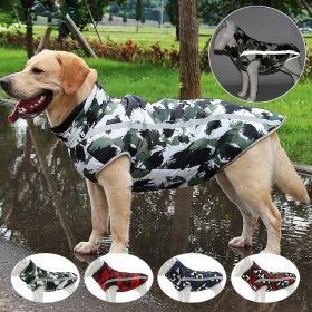 Winter windproof dog warm clothing; dog jacket; dog reflective clothes (Size: 5XL, Colour: Blue grid)