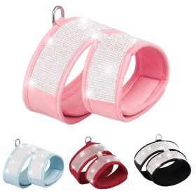 Pet Harness For Dog & Cat; Rhinestone Soft Cat Harness; Soft Dog Vest Harness For Outdoor Walking (Color: Black, Size: S)