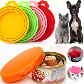 Pet Food Can Covers; Universal Safe Silicone Dog & Cat Food Can Lids; pack of 2 (Color: deep blue)