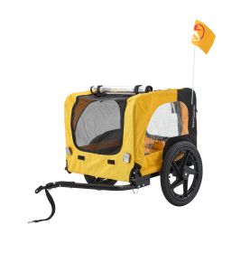 Yellow Outdoor Heavy Duty Foldable Utility Pet Stroller Dog Carriers Bicycle Trailer (Color: as Pic)