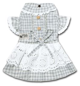 Touchdog 'I love Poochi' Classical Fashion Plaid Dog Dress (Color: grey, Size: Large)