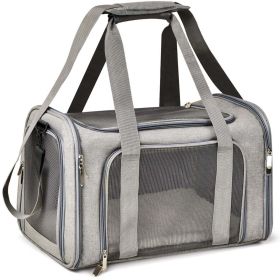 Pet Carrier for Cats, Dogs and Puppies, Gray, (Suitable For Daily Travel), 22 Lbs (Size: 22)