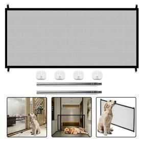 Portable Guard Net Stairs Doors Pets Dog Cat Baby Safety Gate Mesh Fence (Color: Black, Size: S)